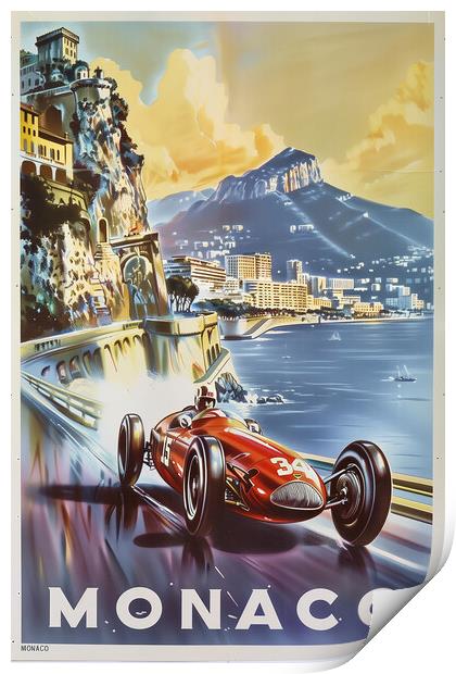 Vintage Monaco Grand Prix Travel Poster Print by T2 