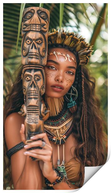 Amazon Jungle Tribe Woman Print by T2 