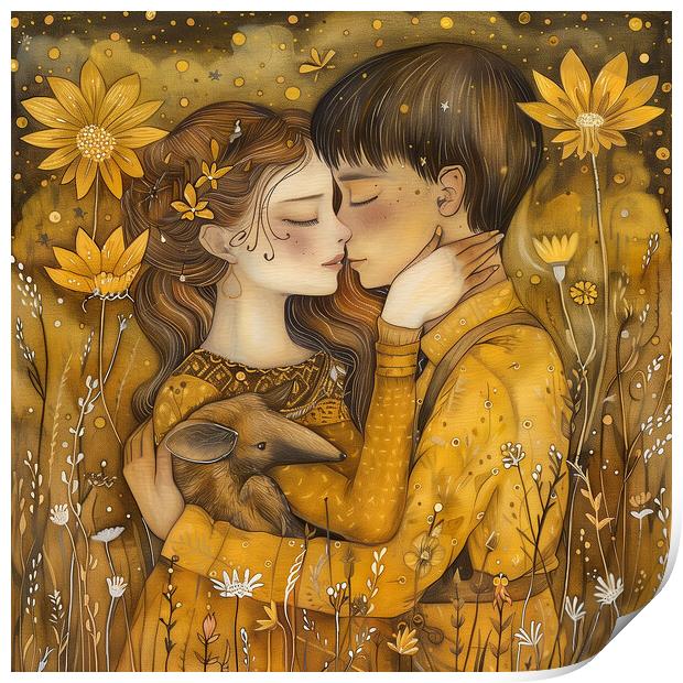 Golden Embrace  Print by T2 