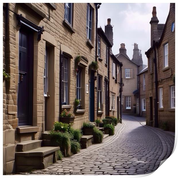 Cobbled street in Yorkshire  Print by Zap Photos