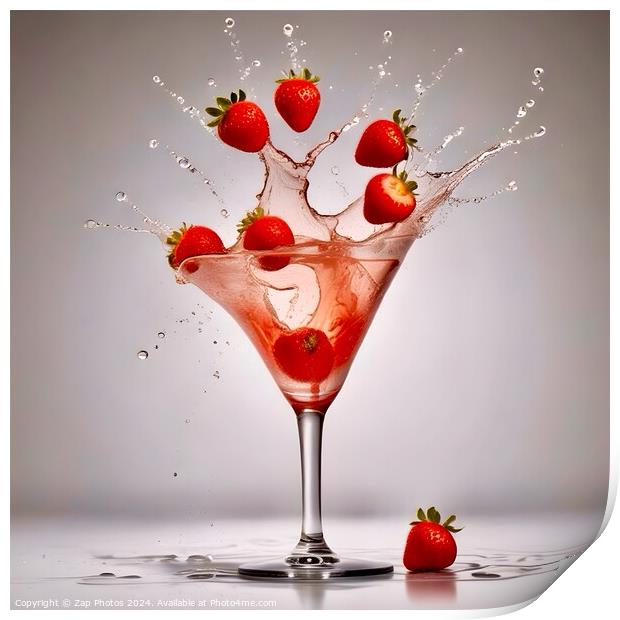 Strawberry Splash Print by Zap Photos