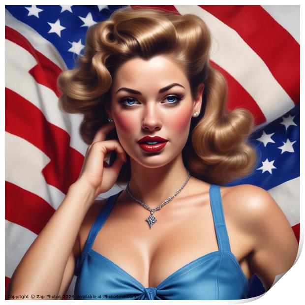 American Pin-up Girl Print by Zap Photos