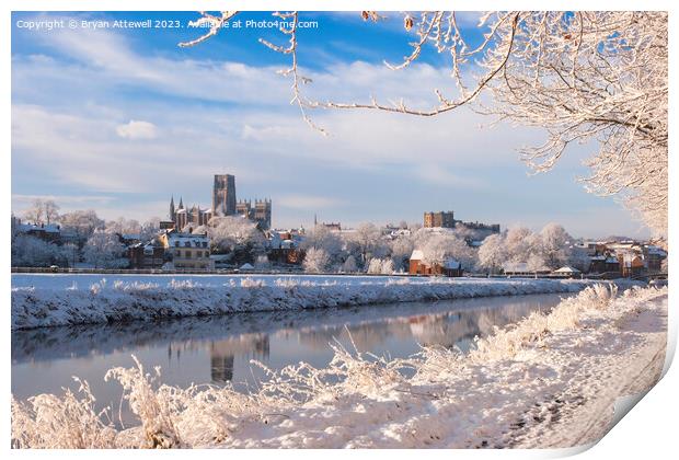 Durham cathedral and castle keep in the winter  Print by Bryan Attewell