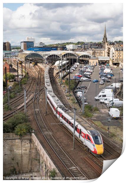 LNER Azuma train Newcastle Print by Bryan Attewell