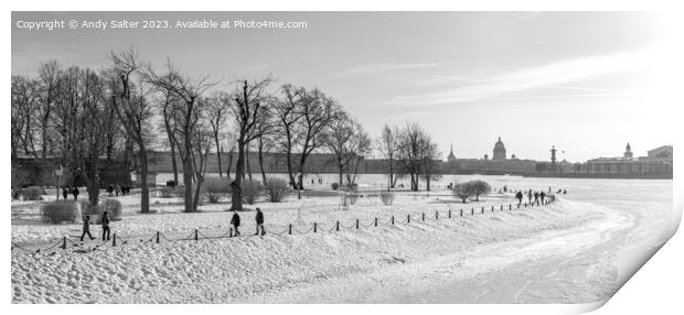 St Petersburg Frozen River Neva Print by Andy Salter