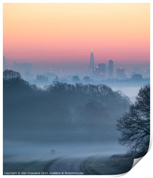 Dawn over London Print by Alan Crossland