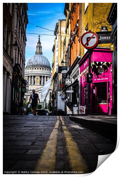 Leading lines to St Pauls cathedral Print by Bobby Conway