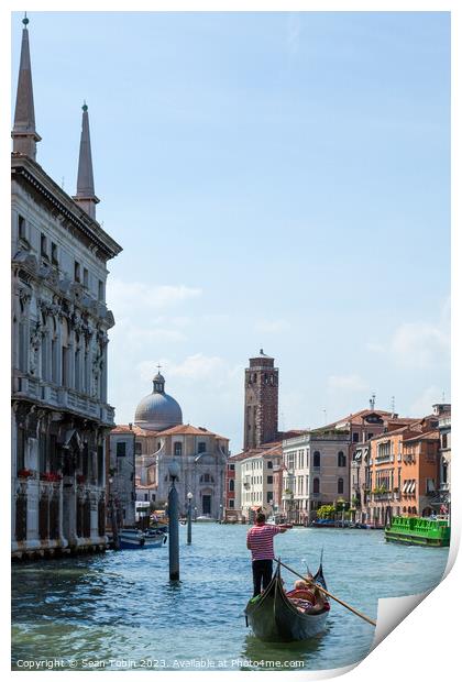 Venice view from the Grand Canal with a gondola Print by Sean Tobin