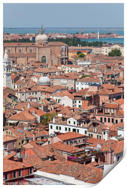 A view of Venice, Italy, from the rooftops Print by Sean Tobin