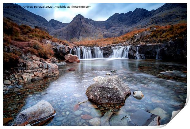 fairy pools isle of sky Print by Andrew percival