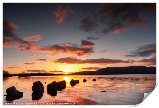 Loch Lomond at sunset Print by Andrew percival