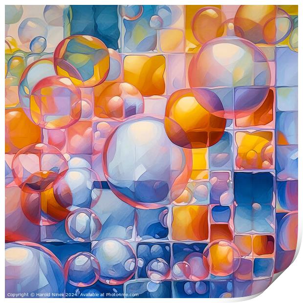 Bubbles and Blocks Print by Harold Ninek