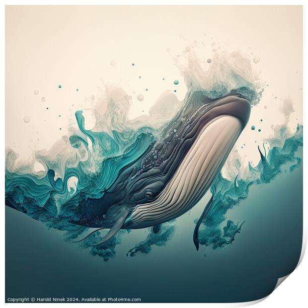 Whale I Print by Harold Ninek