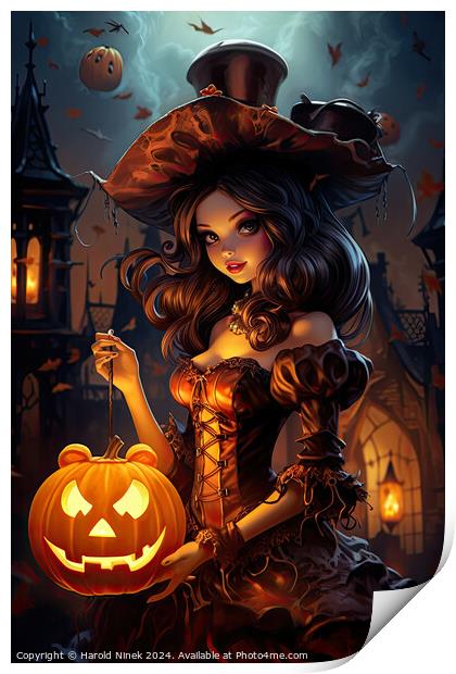Halloween Princess Print by Harold Ninek