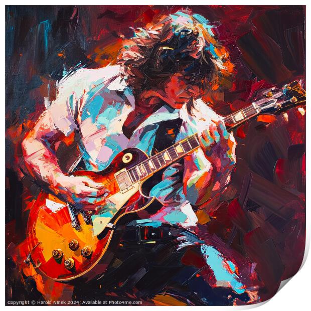 Rock Guitarist Print by Harold Ninek