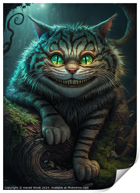 Cheshire Cat Print by Harold Ninek
