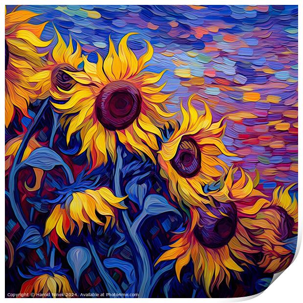Sunflowers Print by Harold Ninek