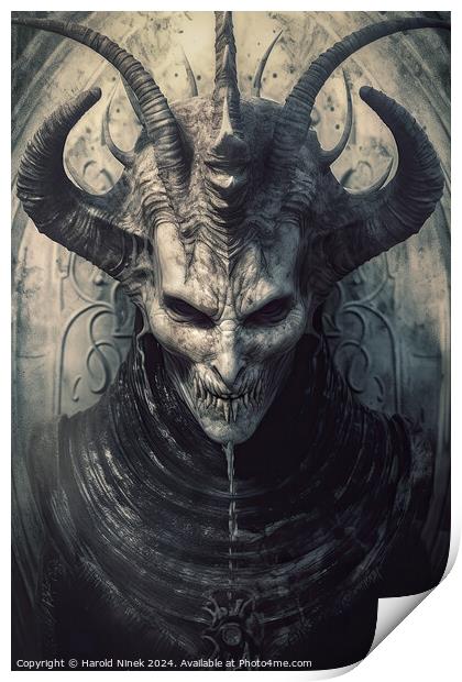 Horned Demon Print by Harold Ninek