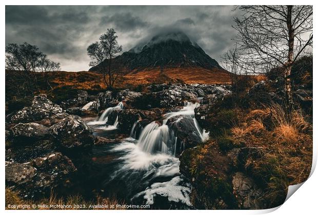 Buachaille etive mor waterfall  Print by Mike McMahon