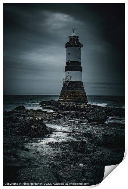 Penmon Lighthouse , Trwyn Du Lighthouse , Anglesey  Print by Mike McMahon
