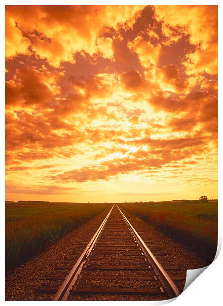 Sunrise Over Railway Print by Dave Reede