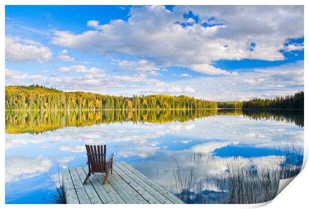 chair on dock Print by Dave Reede
