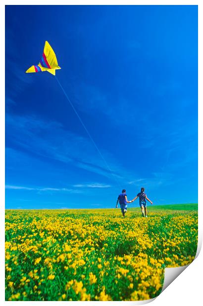 Running With a Kite Print by Dave Reede