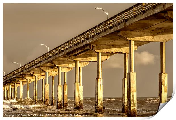 Golden Pillars - Ocean Beach Pier Print by Joseph S Giacalone