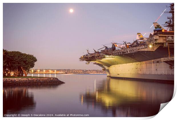 USS Midway Reflection Print by Joseph S Giacalone
