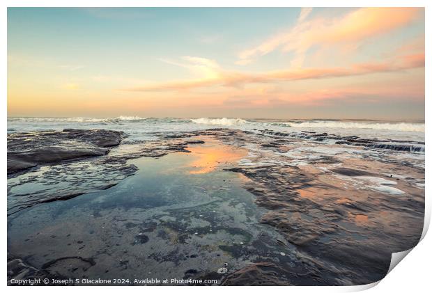 Sunrise Reflection - La Jolla Coastline Print by Joseph S Giacalone