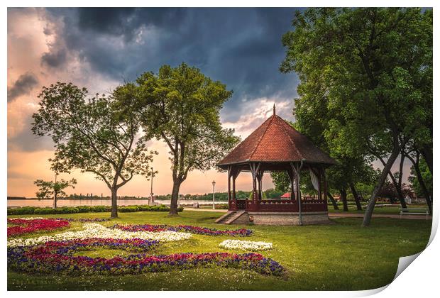 The Music Pavilion on the Palic Lake in Serbia Print by Dejan Travica