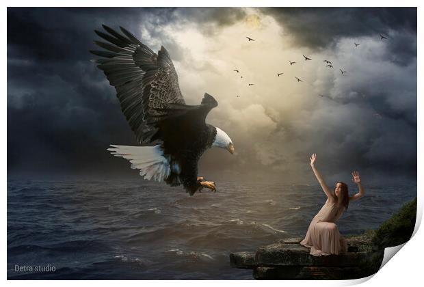 The girl and the eagle Print by Dejan Travica