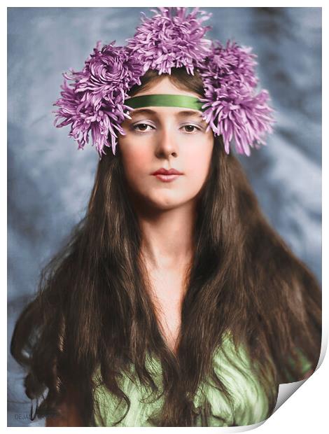 Evelyn Nesbit with Chrysanthemums on her head  Print by Dejan Travica