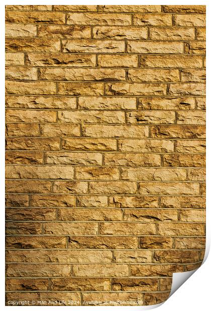 Seamless texture of a yellow brick wall, perfect for background or pattern use in design projects . Print by Man And Life