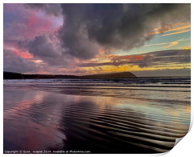 Sunset at Newport Sands, Pembrokeshire Print by Suze_ scapes