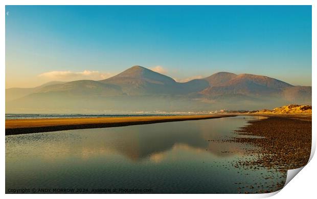 Mourne Mountains Misty Sunrise Print by ANDY MORROW