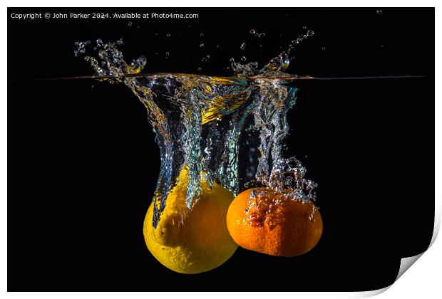 Splash Fruit Lemon and Satsuma Print by John Parker