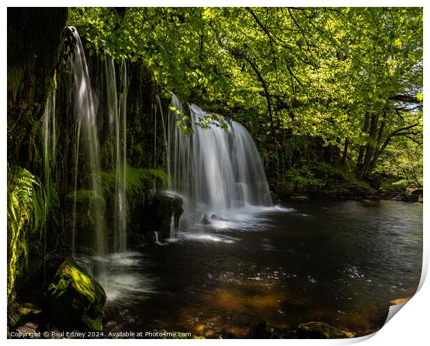 Upper Gushing Falls, Vale of Neath, South Wales, UK Print by Paul Edney