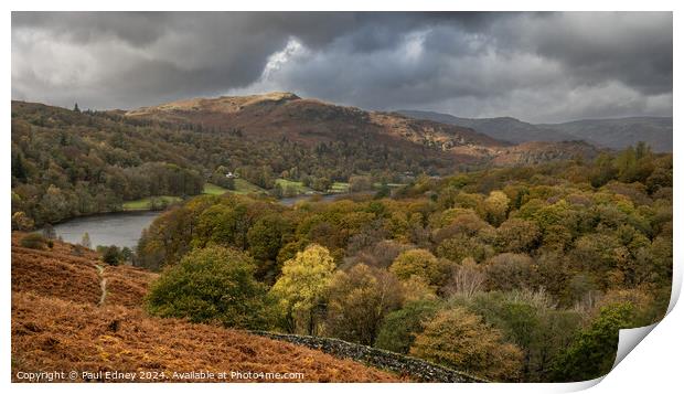 Stormy skies over Grasmere, England Print by Paul Edney