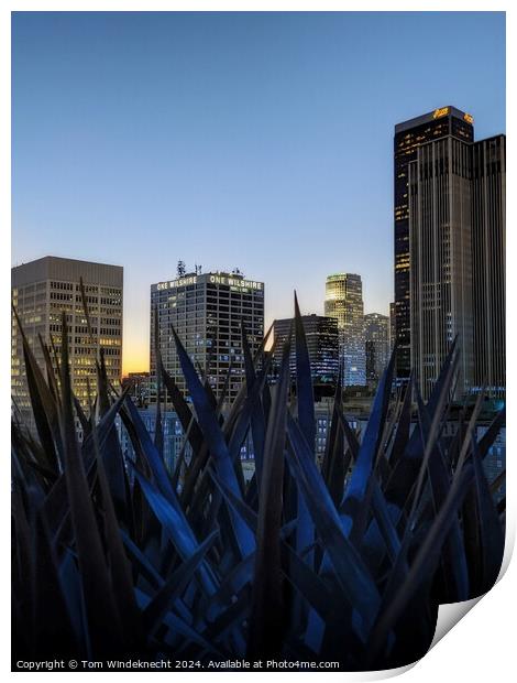 Downtown Los Angeles LA at Blue Hour Print by Tom Windeknecht
