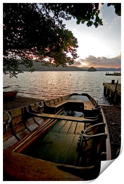 Rowing boat on the shore at Windermere Print by Phil Brown
