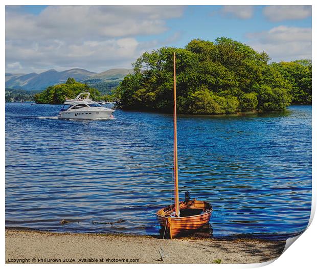 Old and new boats on Windermere Print by Phil Brown