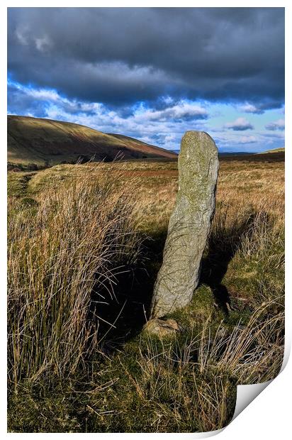 Marker post on Uldale Moor, Cumbria Print by Phil Brown