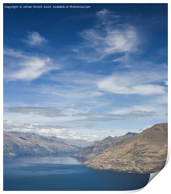 lake waikatipu, queenstown Print by Adrian Smyth