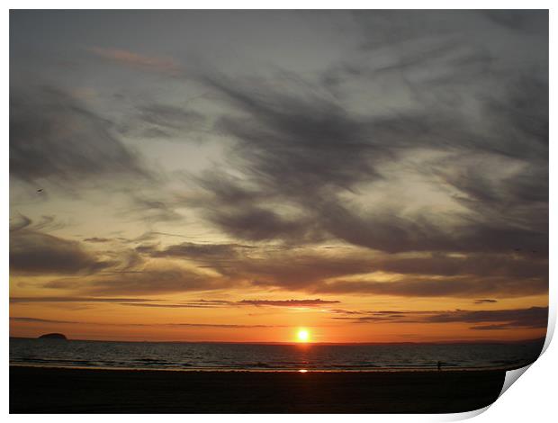 Sunset at weston super mare Print by sarah webber