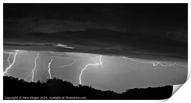 Multiple Lighting Strikes Woods clouds composite p Print by Pete Klinger