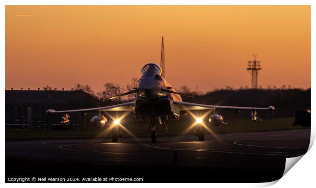 RAF Coningsby QRA Typhoon Jet Taxiing out in the Golden Hour Print by Neil Pearson