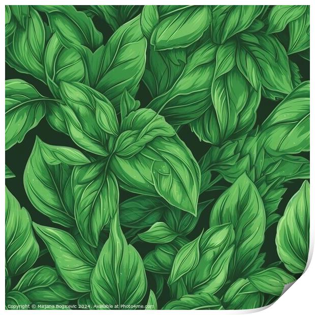 Basil leaves seamless pattern Print by Mirjana Bogicevic