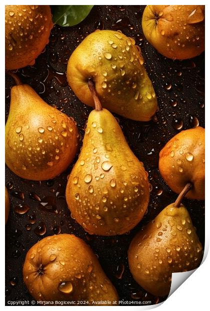 Fresh pears with water drops Print by Mirjana Bogicevic