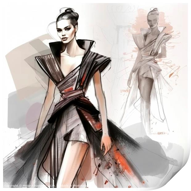 Fashion design sketch Print by Mirjana Bogicevic